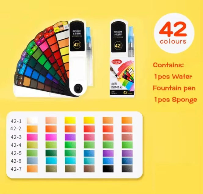 🎨Solid Watercolor Paint Set With Water Brush Pen Sponge