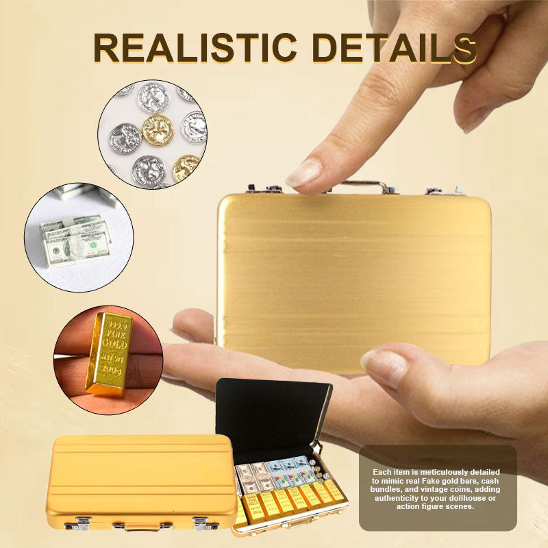 💼💰 Miniature Golden Briefcase Set