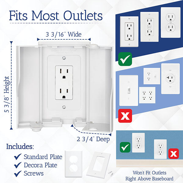 Twin Door Baby Safety Outlet Cover Box for Babyproofing Outlets