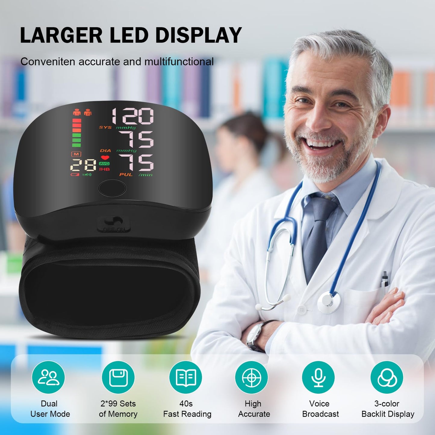 ✨✨Wrist Blood Pressure Monitor with Digital LCD Screen