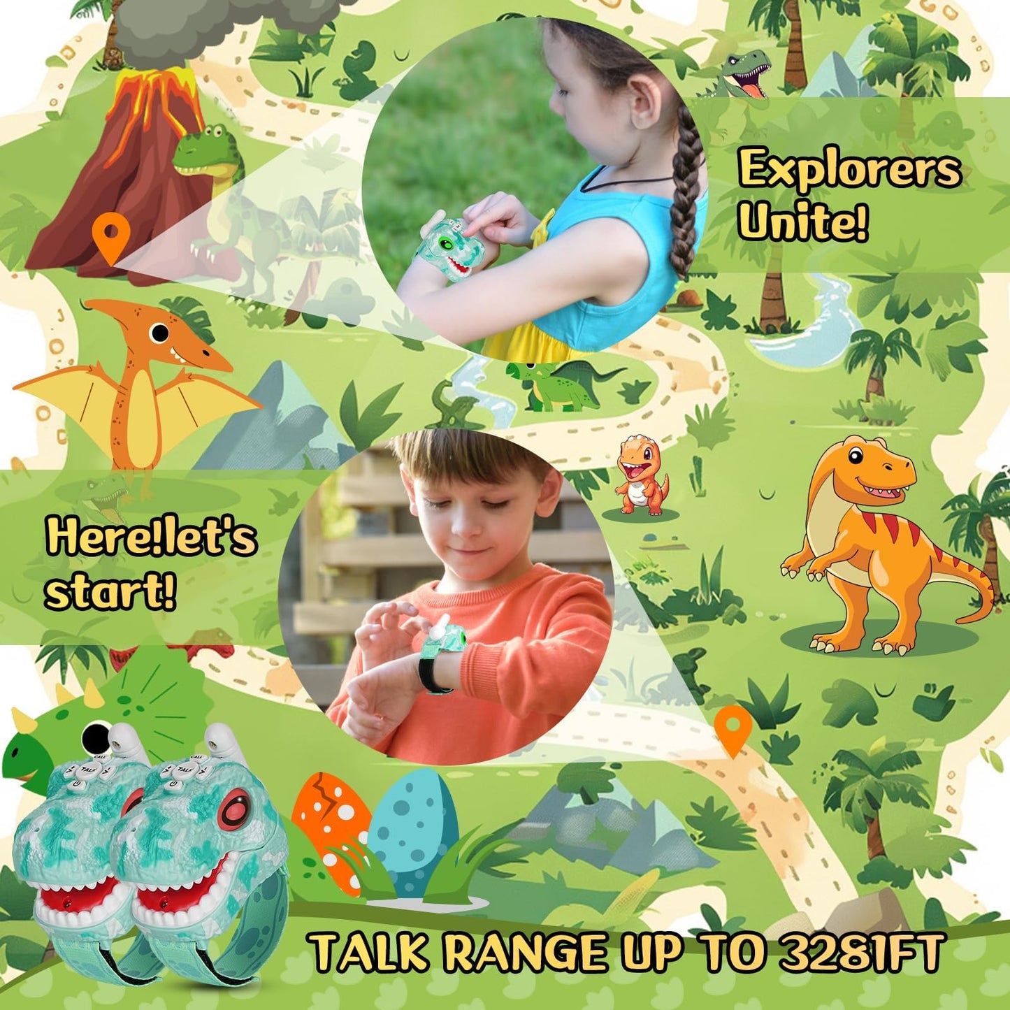 🦖 Dino Walkie Talkies 2-Pack 📡