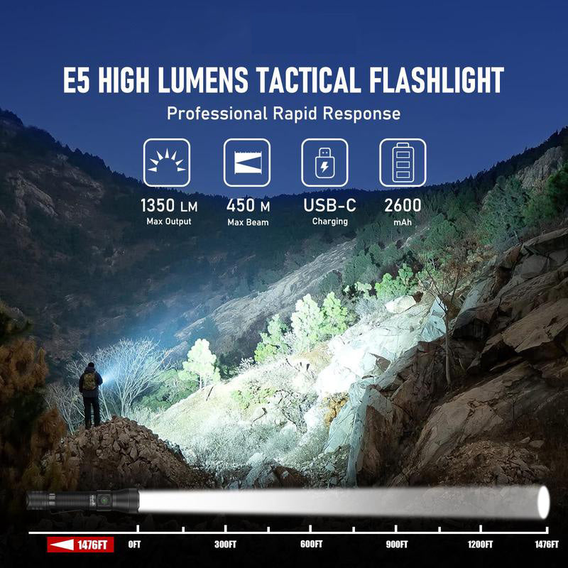 E5 Tactical EDC Flashlight with Holster