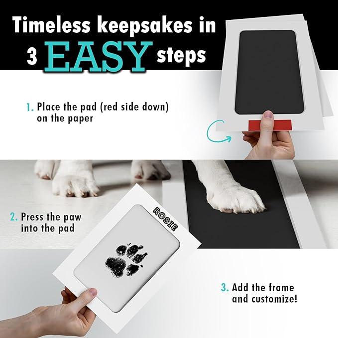 Larleaf Paw Print Kit, 4-Pcs Ink Pads + 2 Photo Frame
