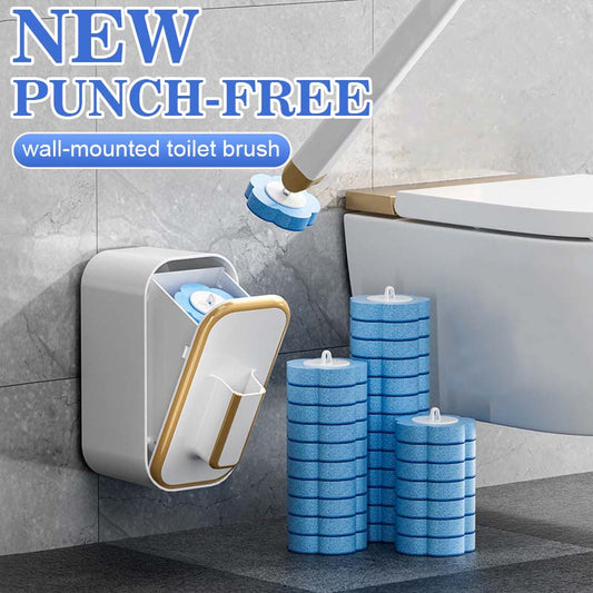 New Punch-free Wall-mounted Toilet Brush (Disposable Replaceable Brush Head)