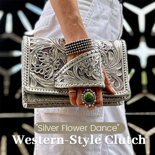 🤠 "Silver Flower Dance" Western-Style Clutch