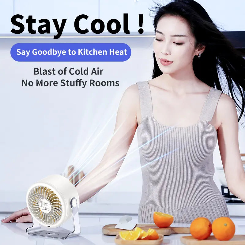Coolhill fan Desktop Fan, Turbo Table Fan for office, 100-Speed Digital Display, Low Noise，Rechargeable Battery