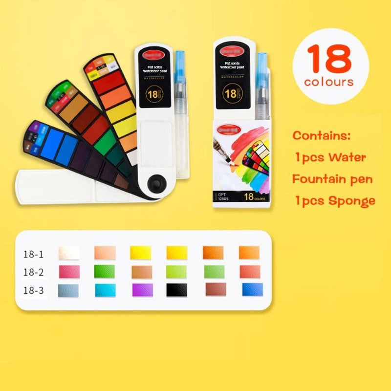 🎨Solid Watercolor Paint Set With Water Brush Pen Sponge
