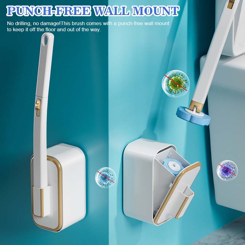 New Punch-free Wall-mounted Toilet Brush (Disposable Replaceable Brush Head)