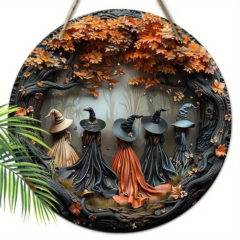 🧙 Witch Pattemn Wooden Hanging Sign