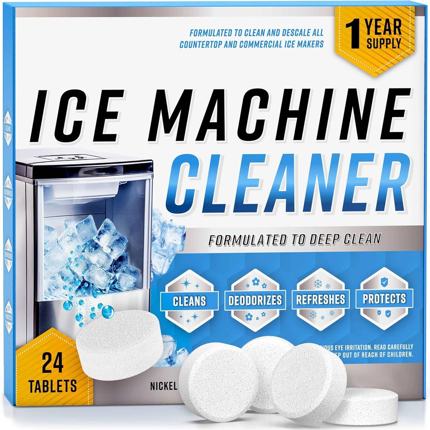 🧊✨ Ice Machine Cleaner Maker Descaler - 24 Clean Tablets Compatible