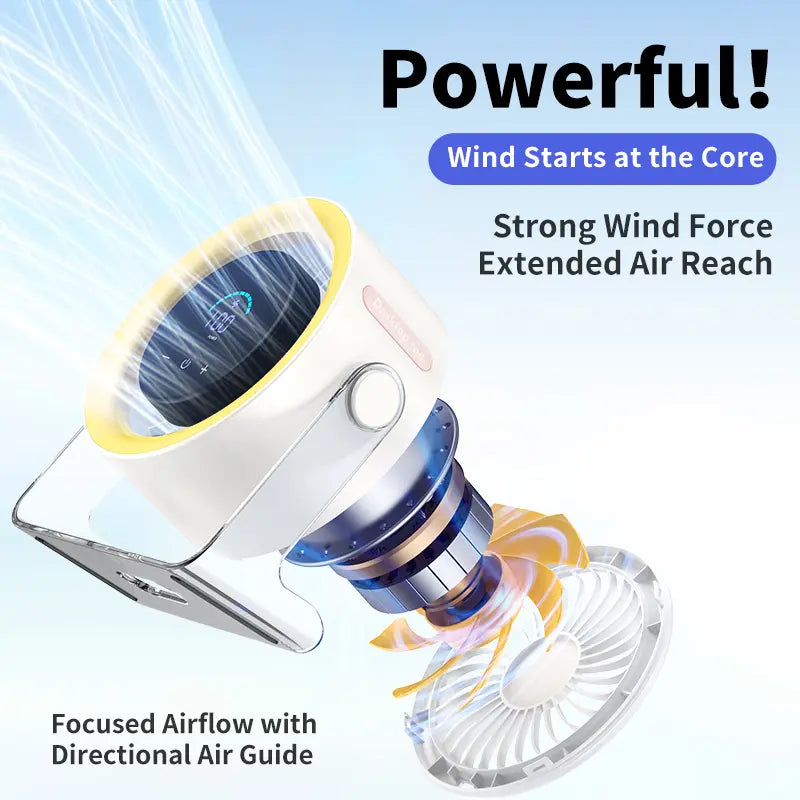 Coolhill fan Desktop Fan, Turbo Table Fan for office, 100-Speed Digital Display, Low Noise，Rechargeable Battery