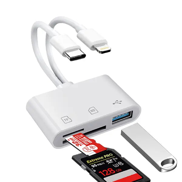 5-in-1 SD Card Reader for iPhone/iPad/Android - Lightning & Type-C, USB Plug and Play Adapter for Camera, Dashcam, Photo Transfer-No App Needed