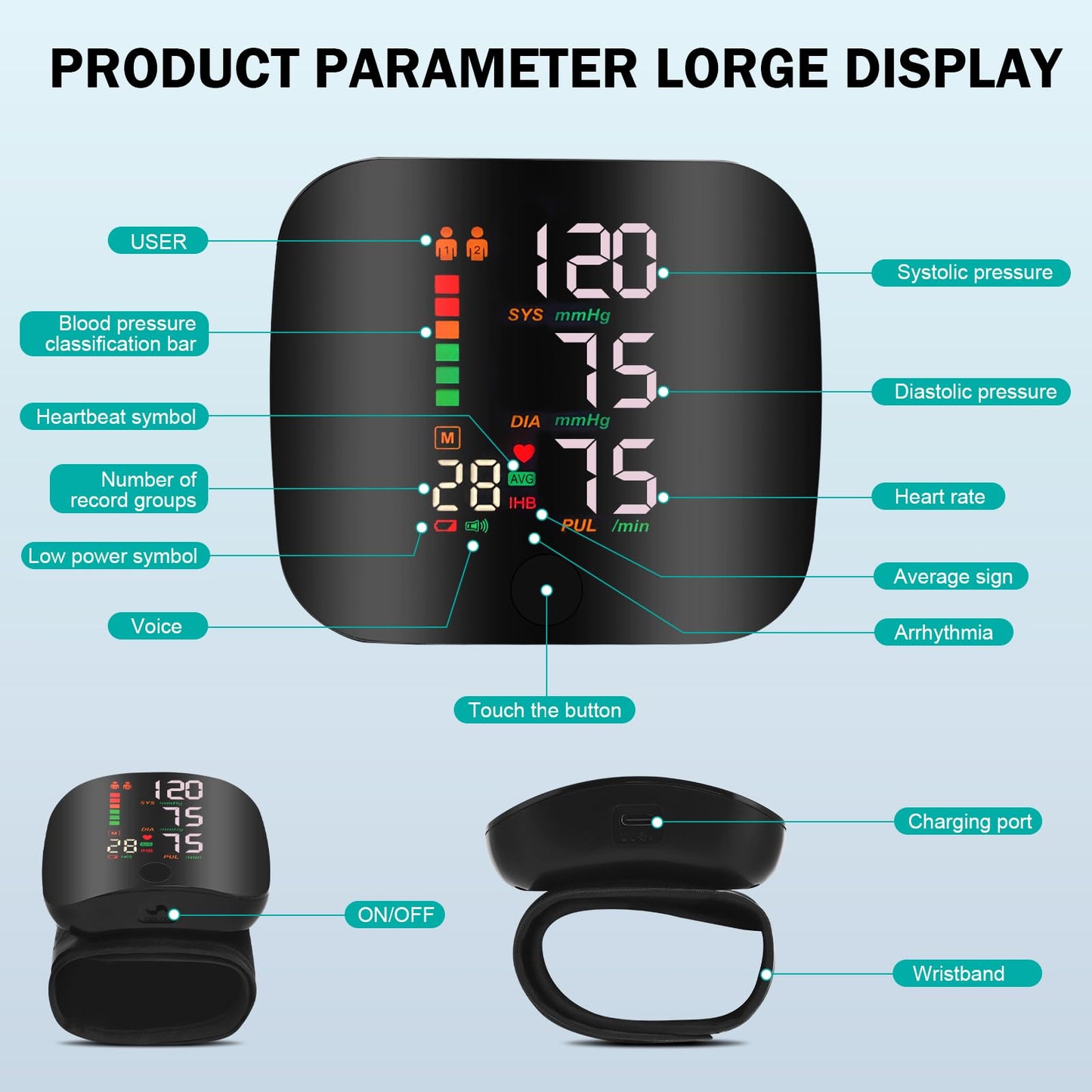 ✨✨Wrist Blood Pressure Monitor with Digital LCD Screen