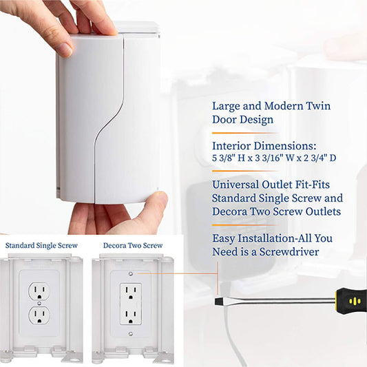 Twin Door Baby Safety Outlet Cover Box for Babyproofing Outlets