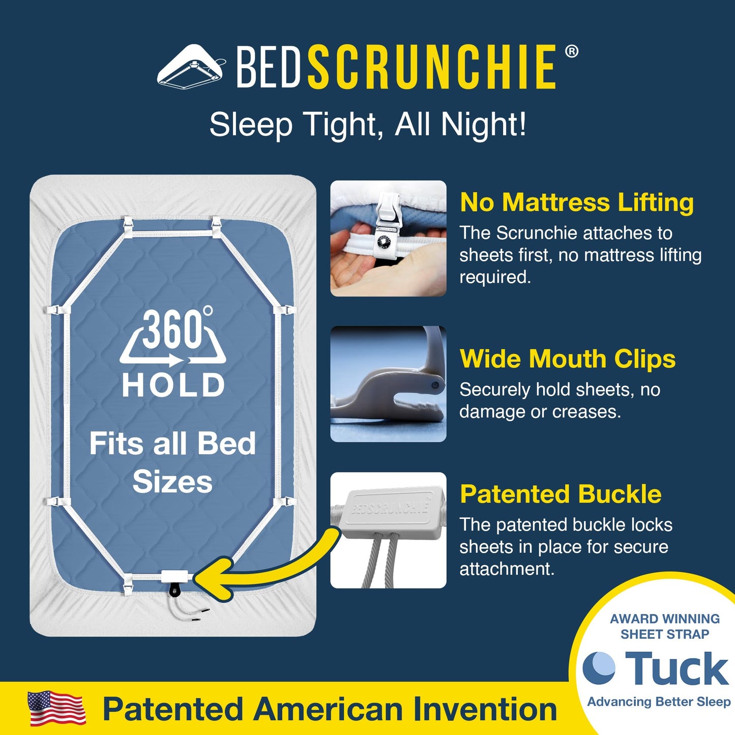 Bed Scrunchie 3 Pack Bundle Sheet Holder Straps 360 Degree Bed Sheet Tightener