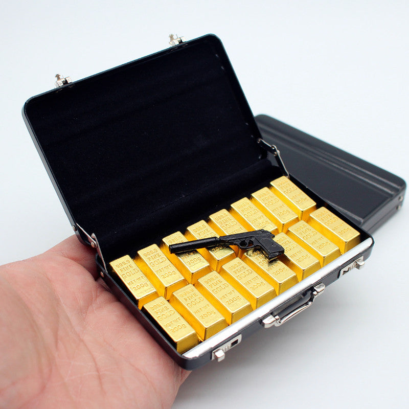💼💰 Miniature Golden Briefcase Set