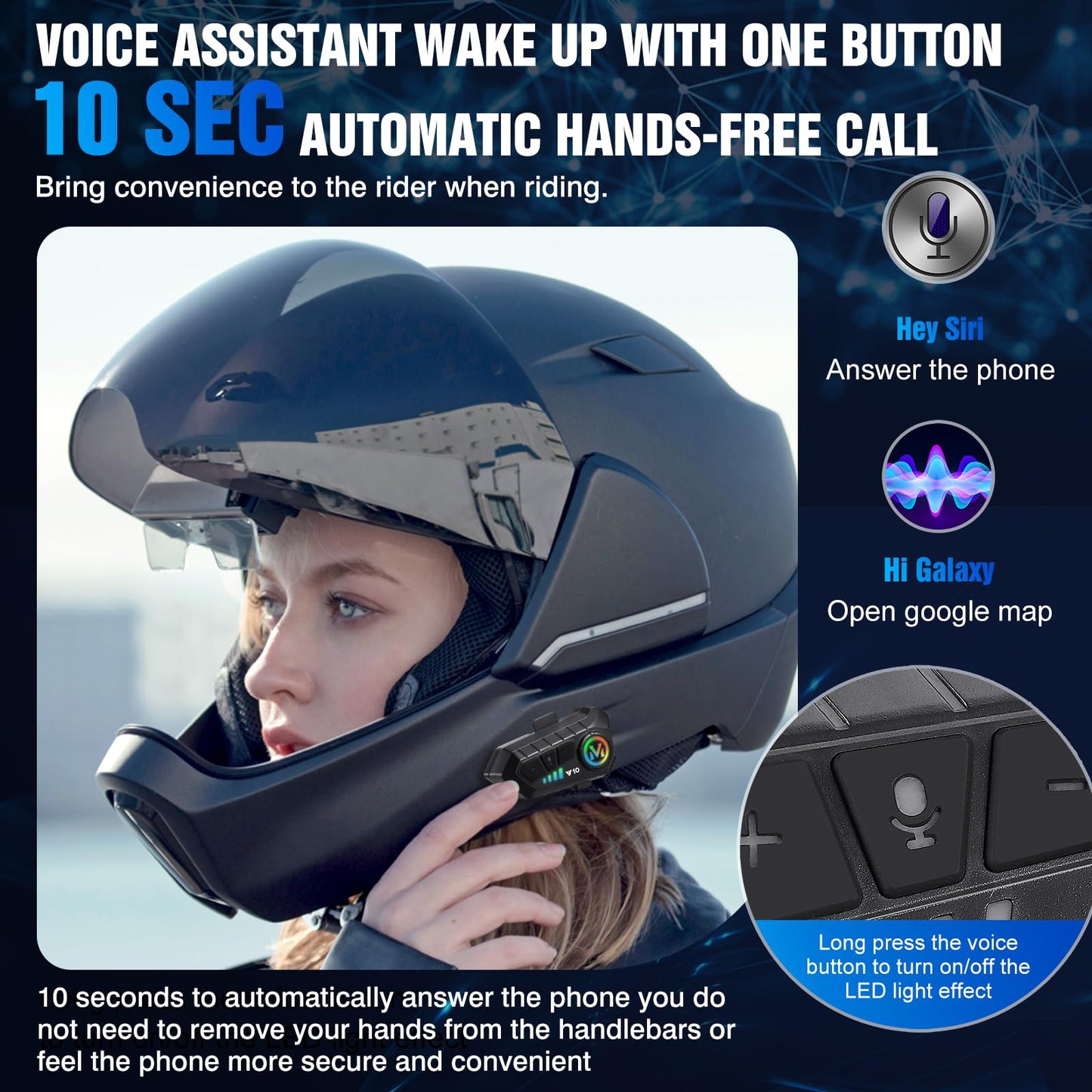 Motorcycle helmet wireless Bluetooth headset