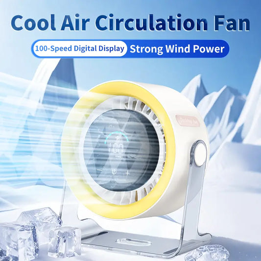 Coolhill fan Desktop Fan, Turbo Table Fan for office, 100-Speed Digital Display, Low Noise，Rechargeable Battery