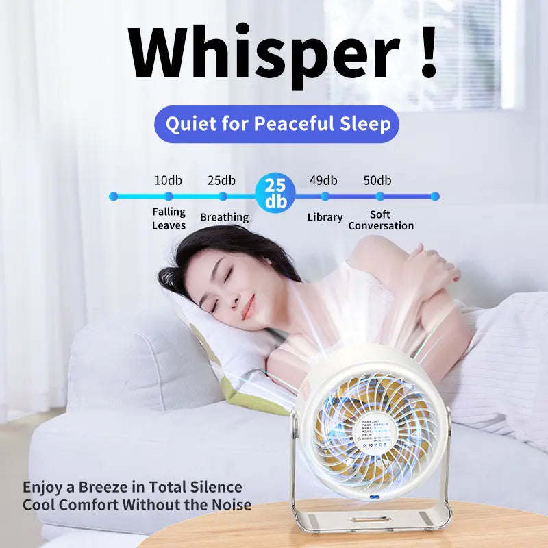 Coolhill fan Desktop Fan, Turbo Table Fan for office, 100-Speed Digital Display, Low Noise，Rechargeable Battery