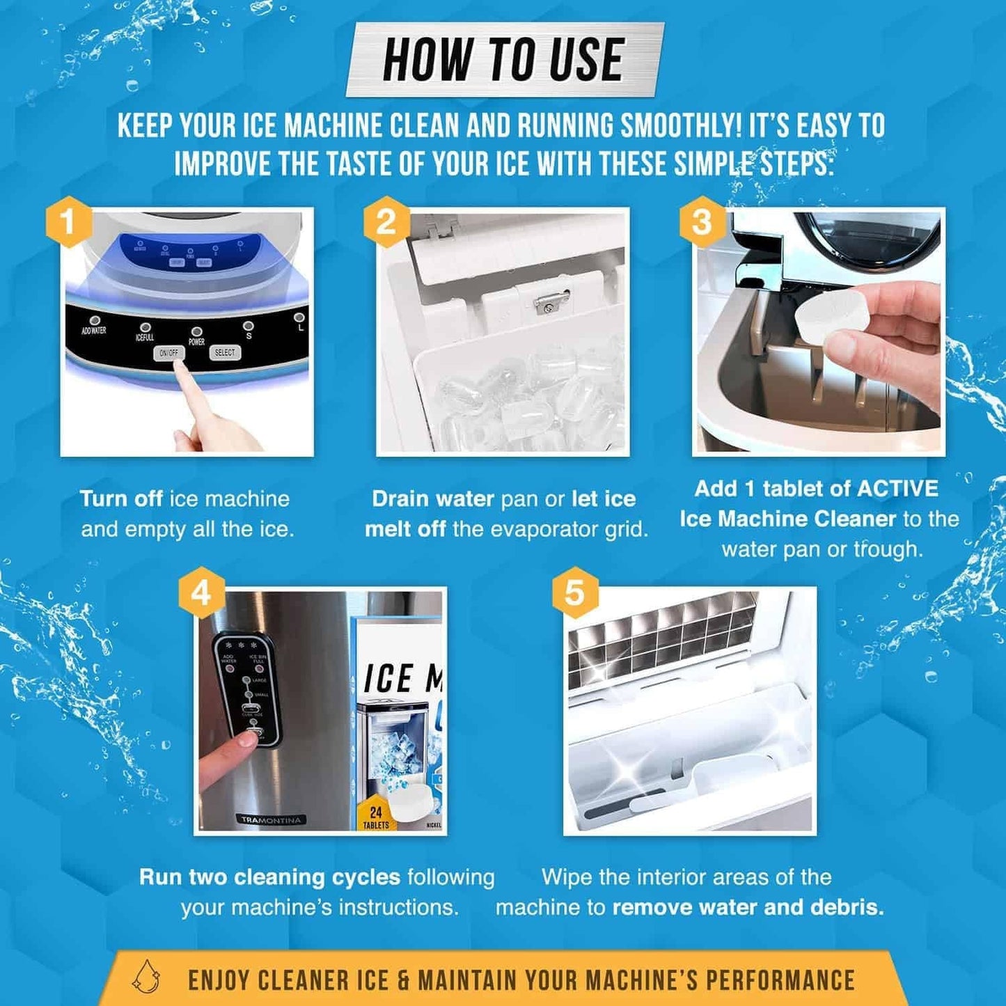 🧊✨ Ice Machine Cleaner Maker Descaler - 24 Clean Tablets Compatible
